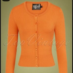 Hell Bunny Orange Fitted Button-Front Cardigan